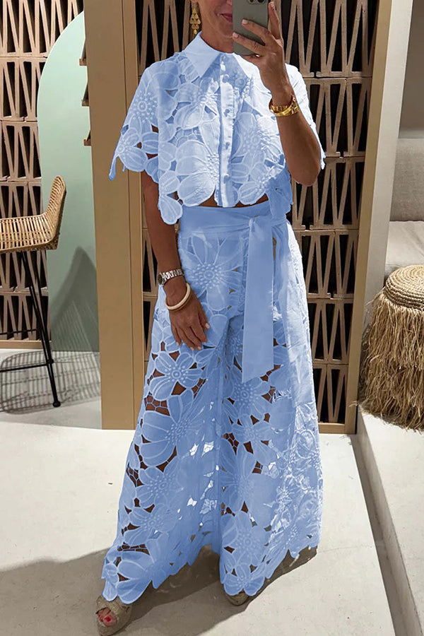Romy | Robe Maxi en Dentelle pour Femmes avec Manches Volantes