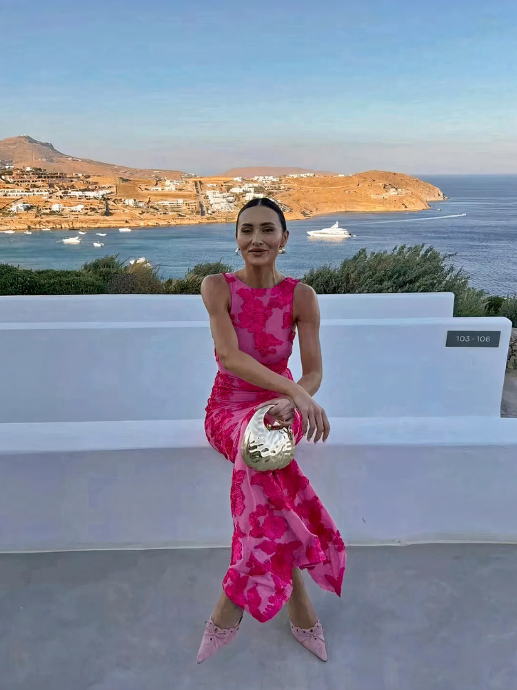 Robe de soirée Bodycon pour femmes à fleurs roses | Maxi