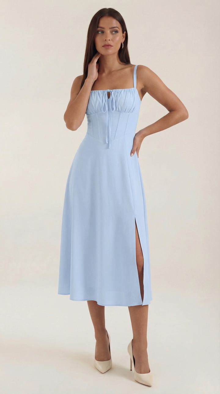 Elvira | Robe midi avec lacets