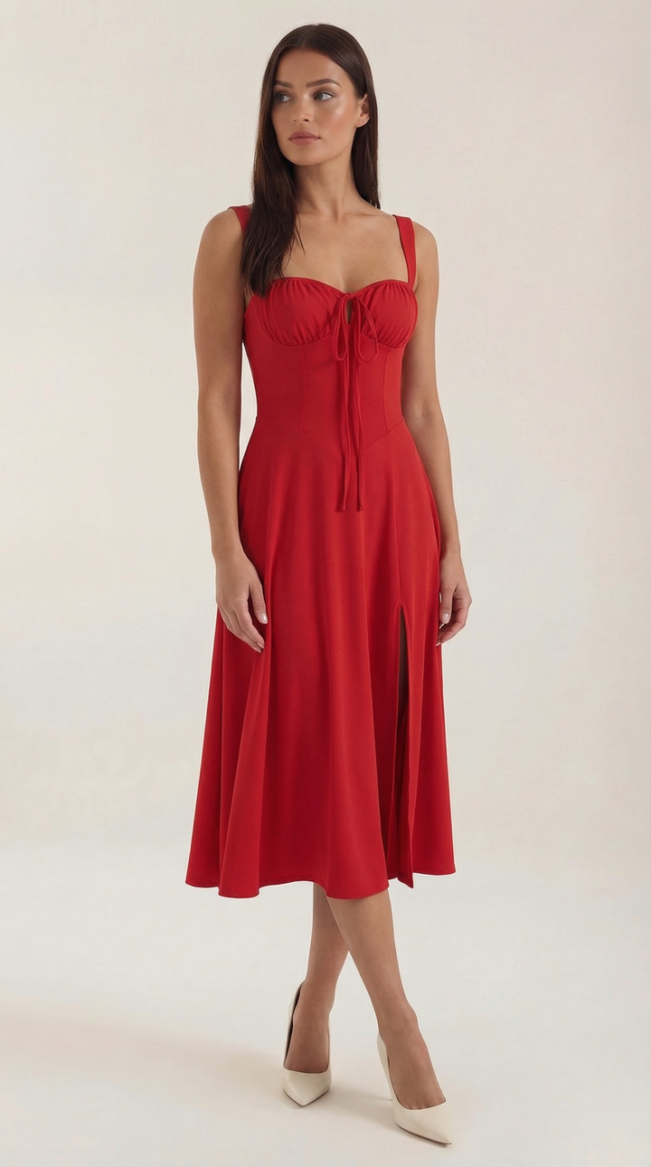 Elvira | Robe midi avec lacets
