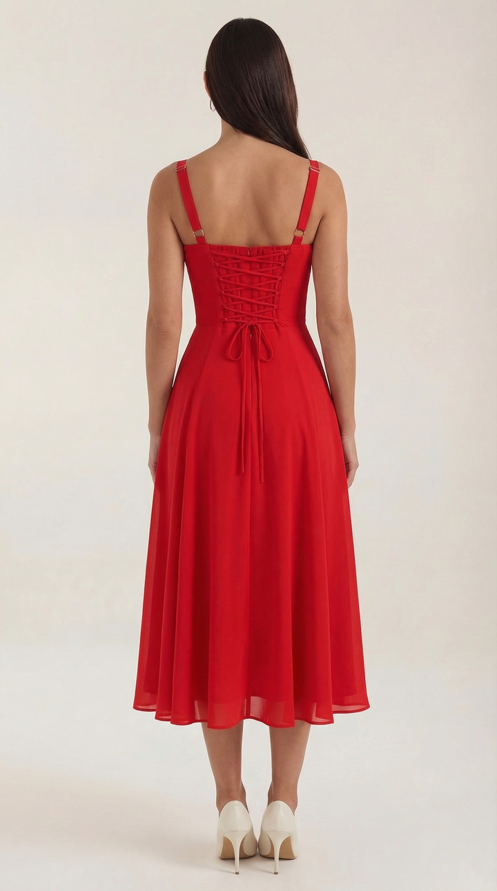 Elvira | Robe midi avec lacets