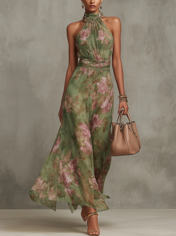 Rosabelle | Robe Maxi à Bretelles Fleurs pour Femmes