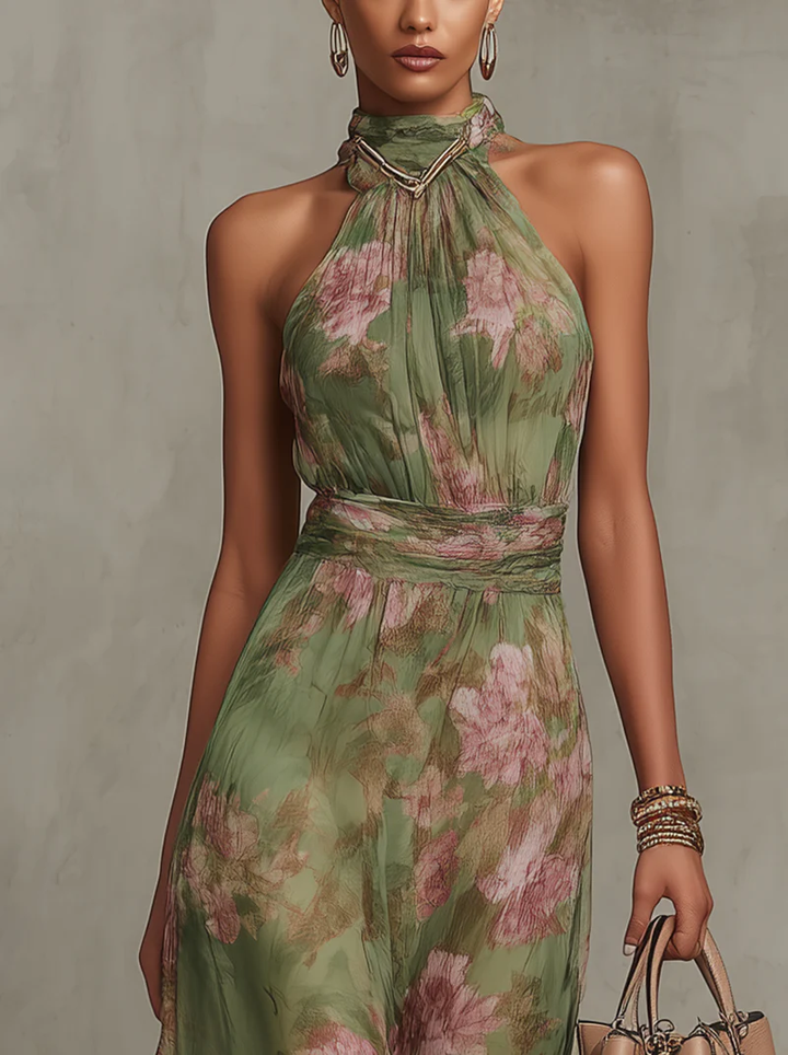 Rosabelle | Robe Maxi à Bretelles Fleurs pour Femmes