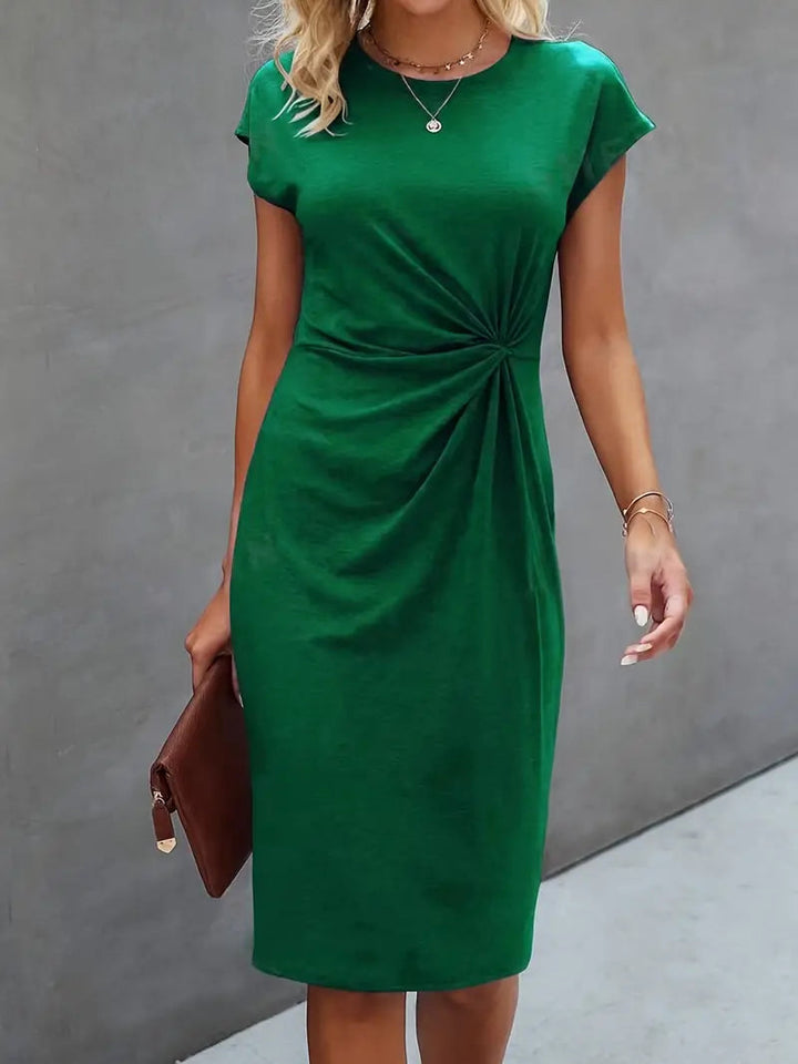 Rosemarie | Robe midi à manches courtes pour femmes avec détail twist