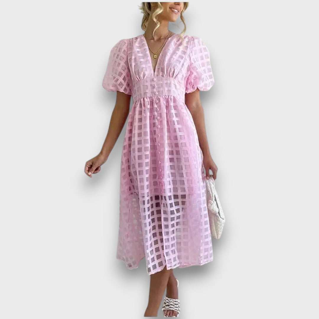 Lianora – Robe midi féminine avec motif structuré