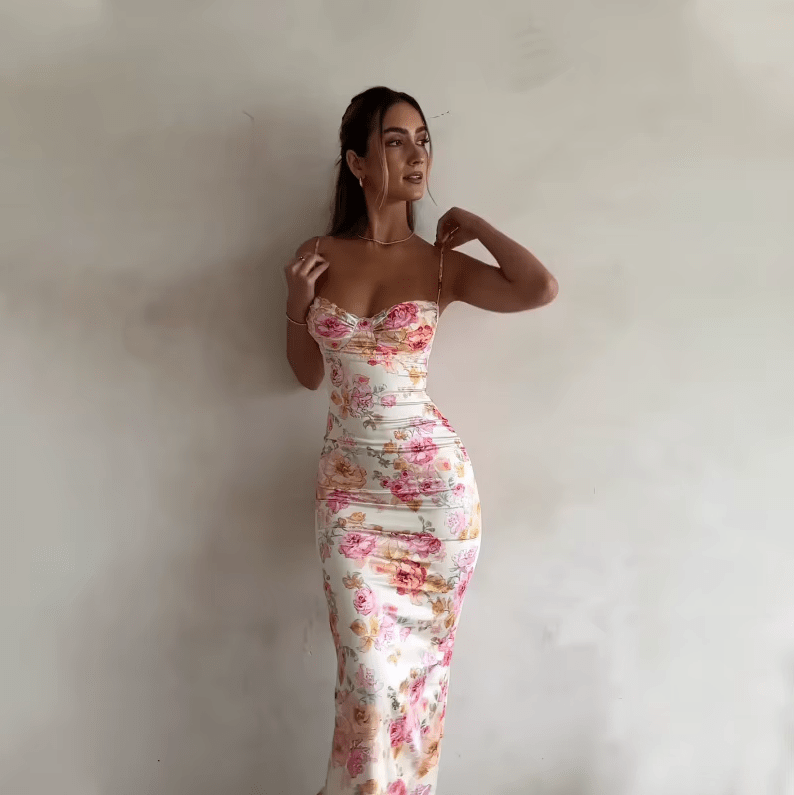 Beau | Robe maxi d'été avec motif floral