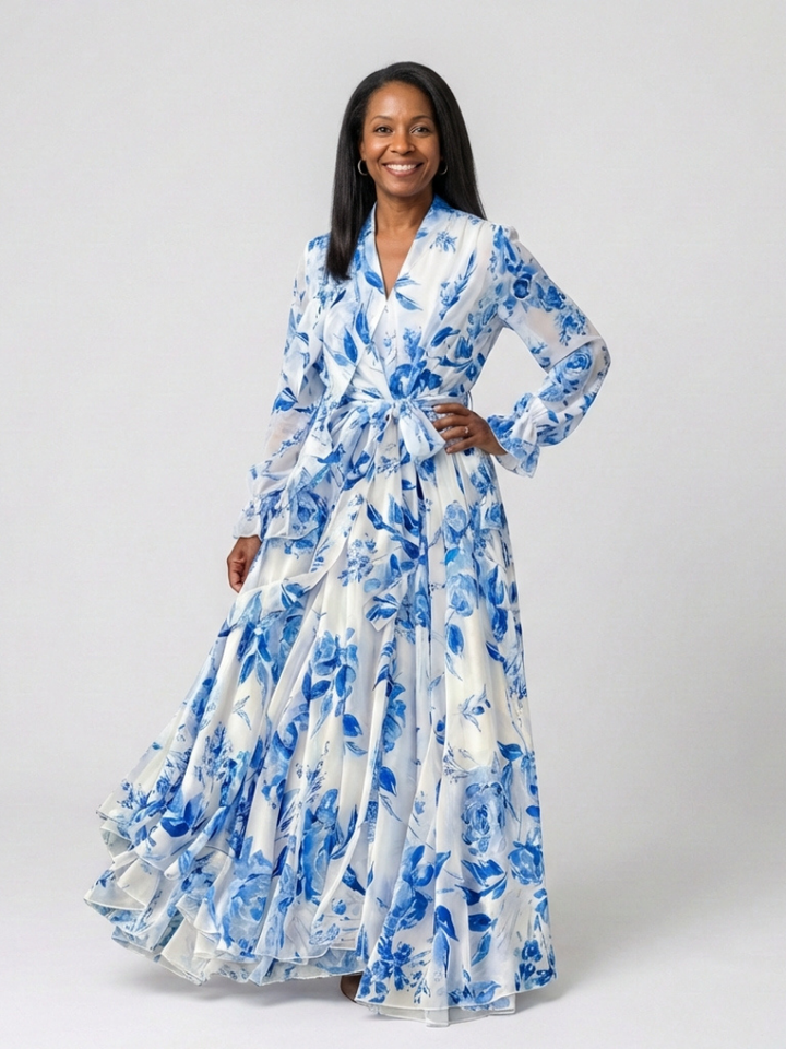Lillian | Robe maxi fleurie à manches longues