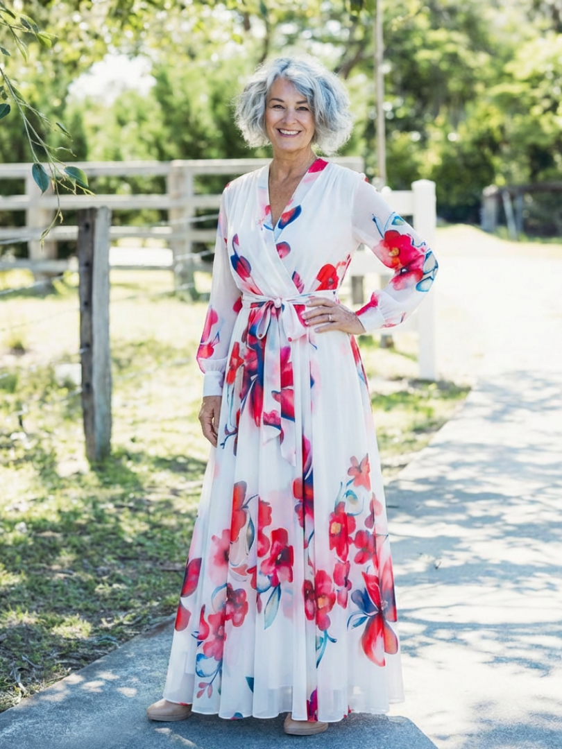 Lillian | Robe maxi fleurie à manches longues