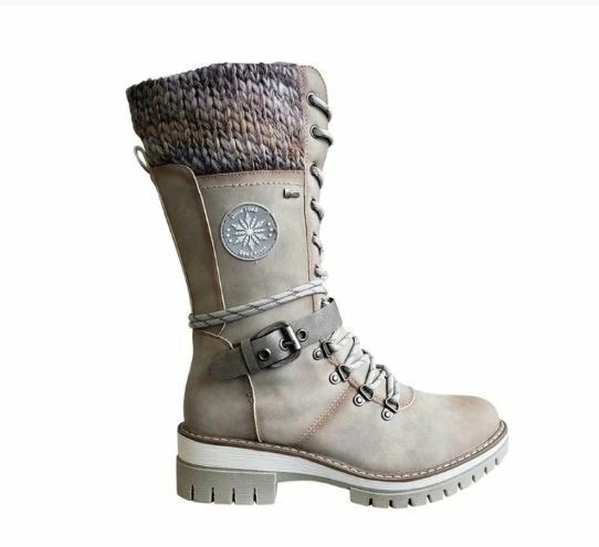 Bottes d'hiver pour femmes avec fermeture éclair latérale | Bord tricoté