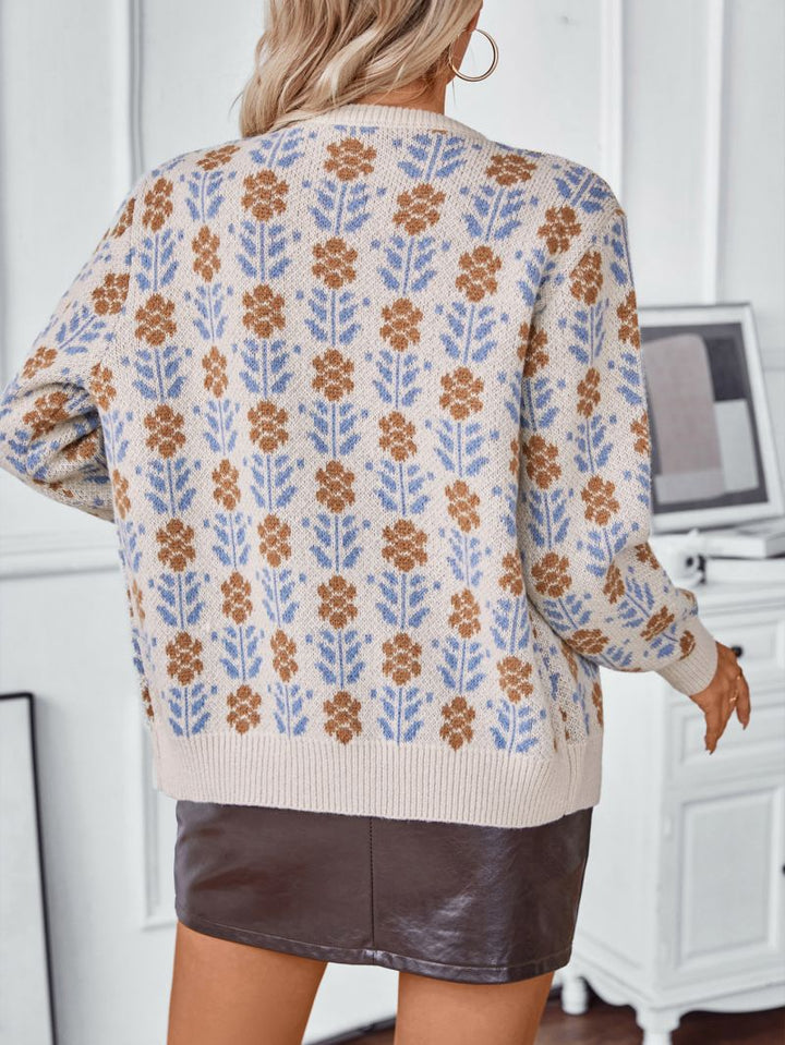 Cardigan élégant et chaud avec motif floral pour femmes