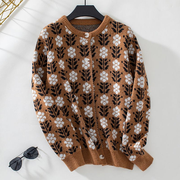Cardigan élégant et chaud avec motif floral pour femmes