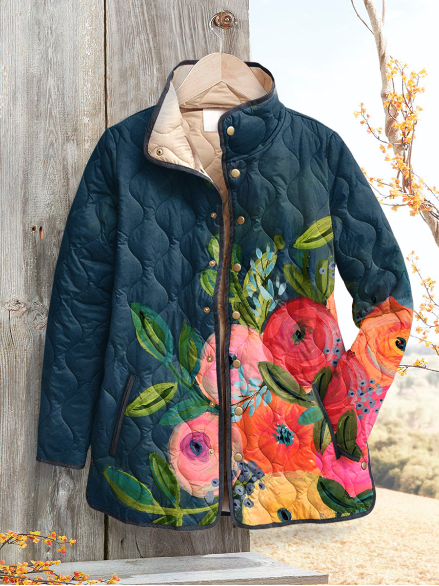 Sabine | Veste matelassée vintage à motif floral pour femmes