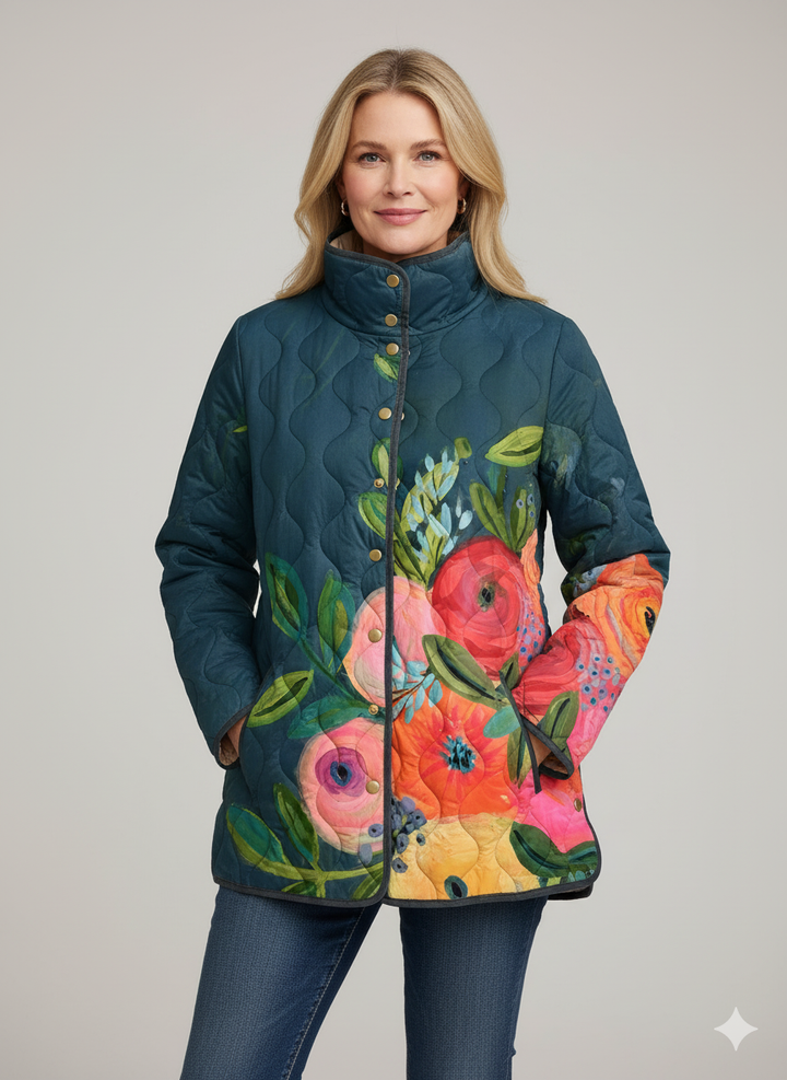 Sabine | Veste matelassée vintage à motif floral pour femmes