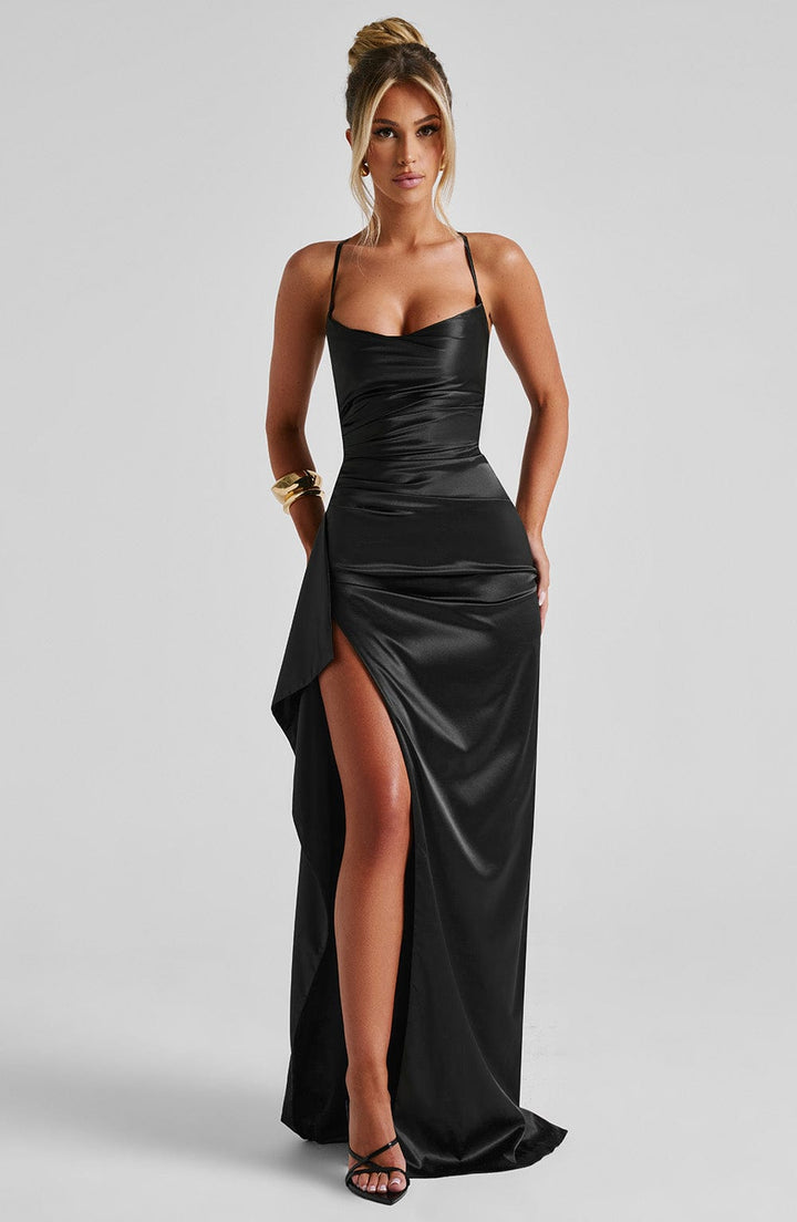 Sandra | Robe de soirée longue en satin pour femmes