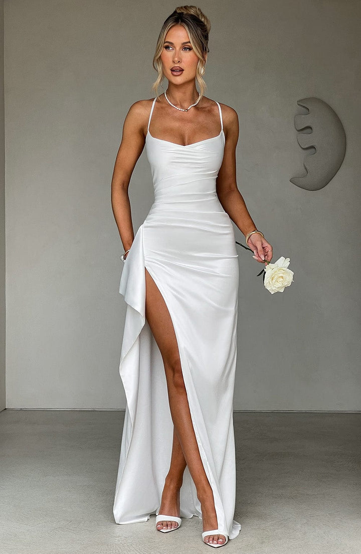 Sandra | Robe de soirée longue en satin pour femmes