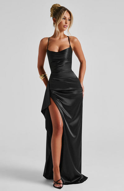 Sandra | Robe de soirée longue en satin pour femmes