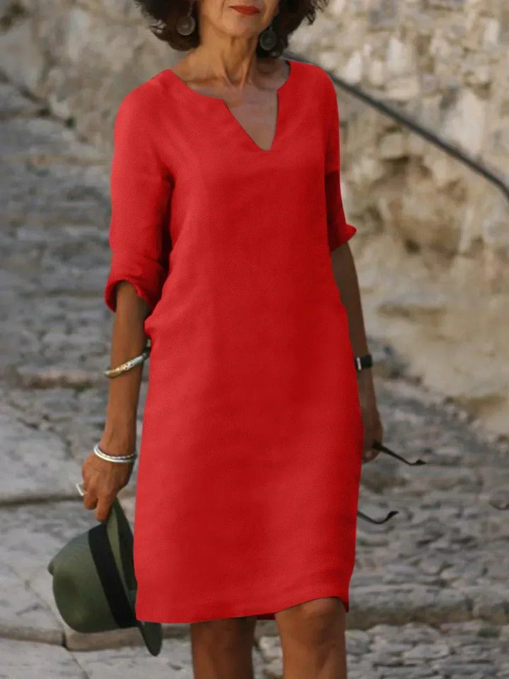 Julia | Robe Midi Casual Femme avec Couverture du Ventre
