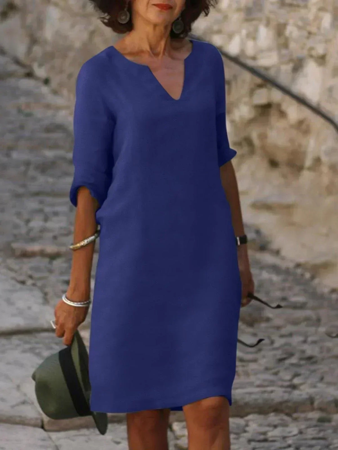 Julia | Robe Midi Casual Femme avec Couverture du Ventre