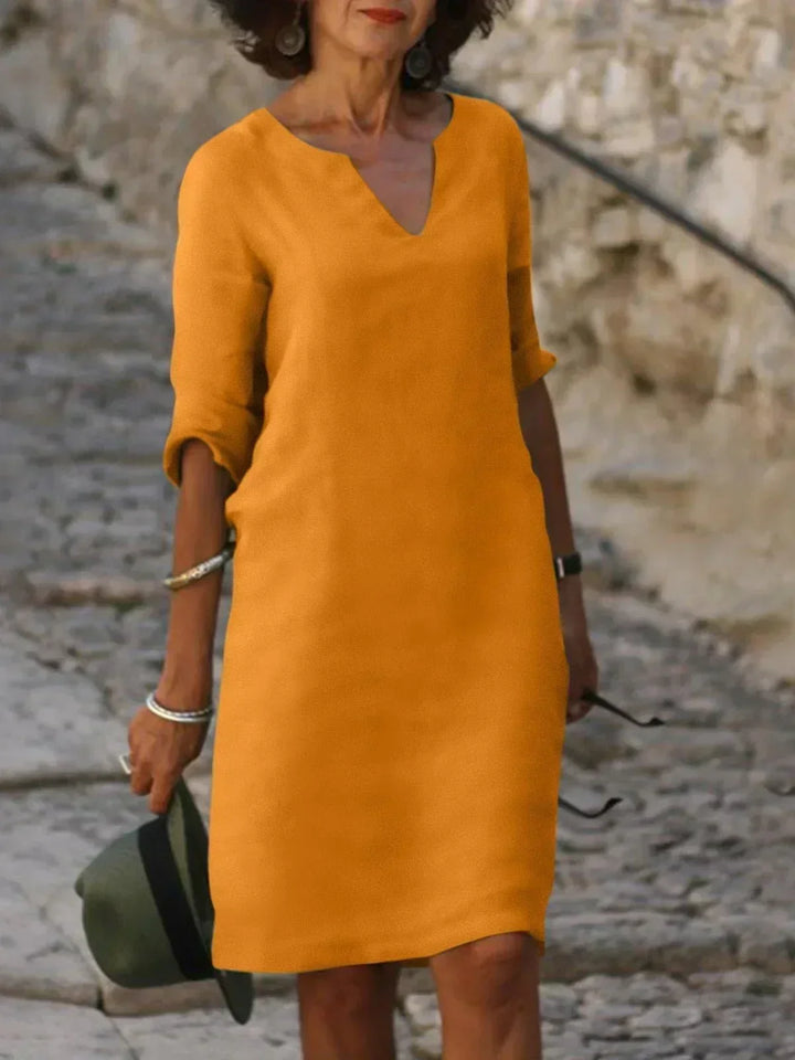 Julia | Robe Midi Casual Femme avec Couverture du Ventre