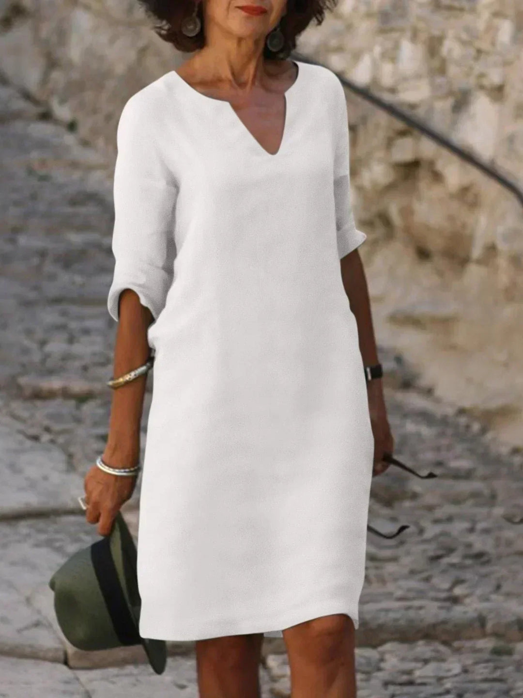 Julia | Robe Midi Casual Femme avec Couverture du Ventre