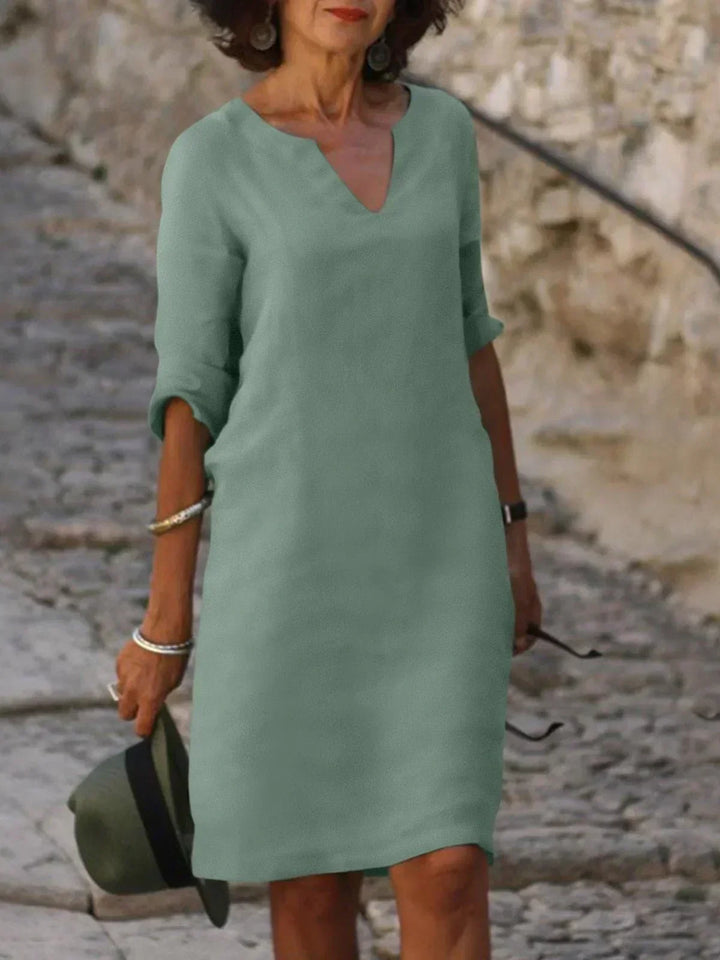 Julia | Robe Midi Casual Femme avec Couverture du Ventre