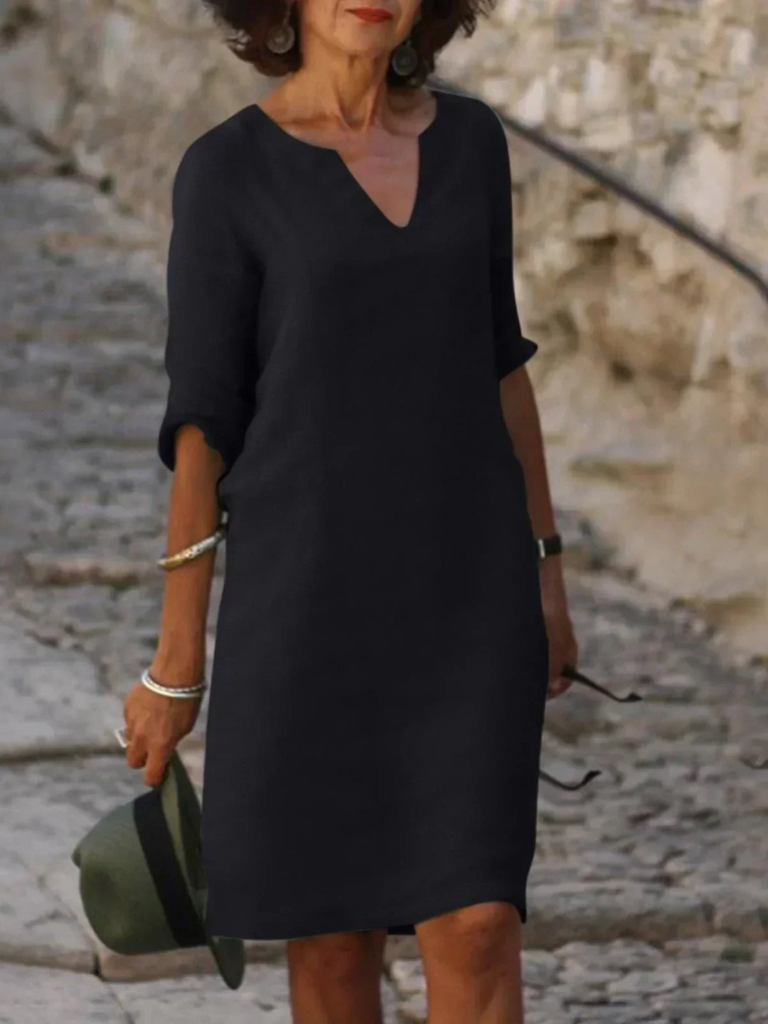 Julia | Robe Midi Casual Femme avec Couverture du Ventre