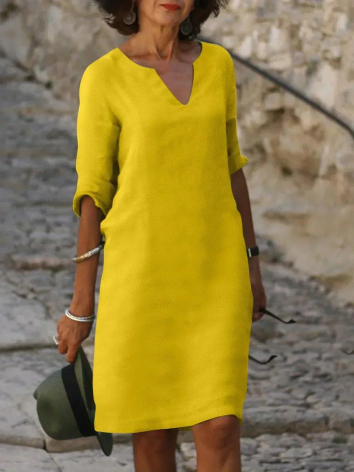 Julia | Robe Midi Casual Femme avec Couverture du Ventre