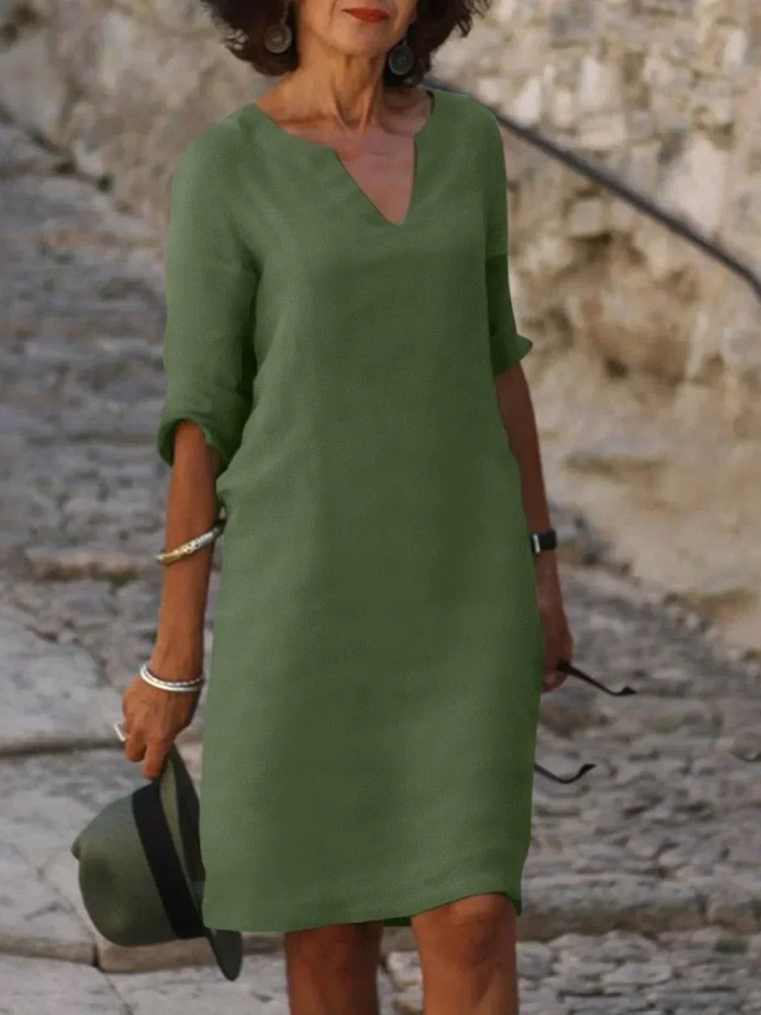 Julia | Robe Midi Casual Femme avec Couverture du Ventre