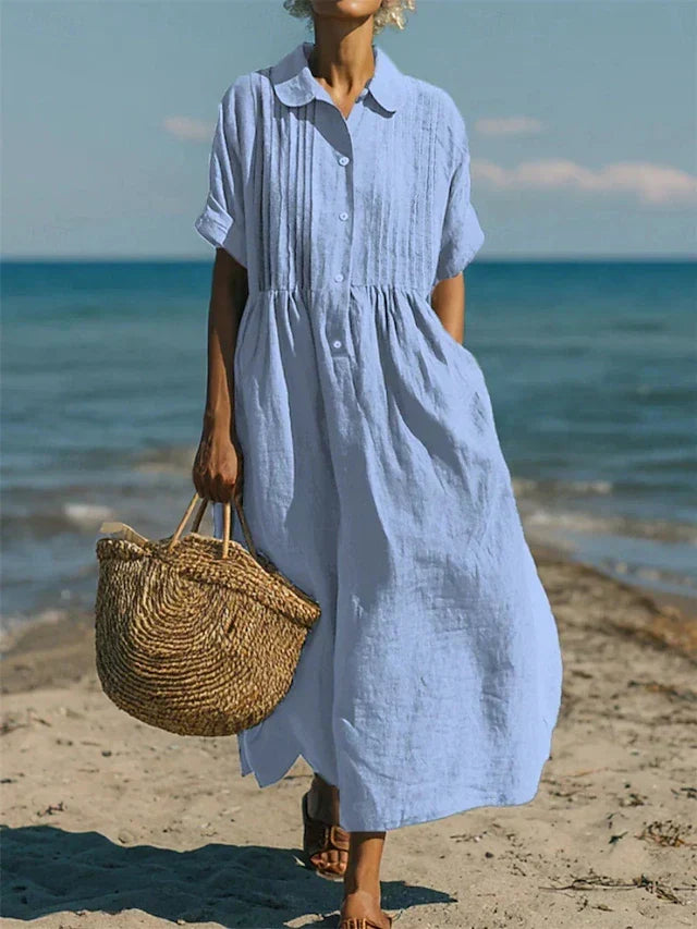 Saskia | Robe chemise pour femmes maxi avec boutons