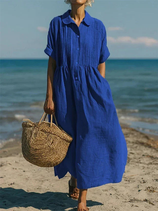 Saskia | Robe chemise pour femmes maxi avec boutons