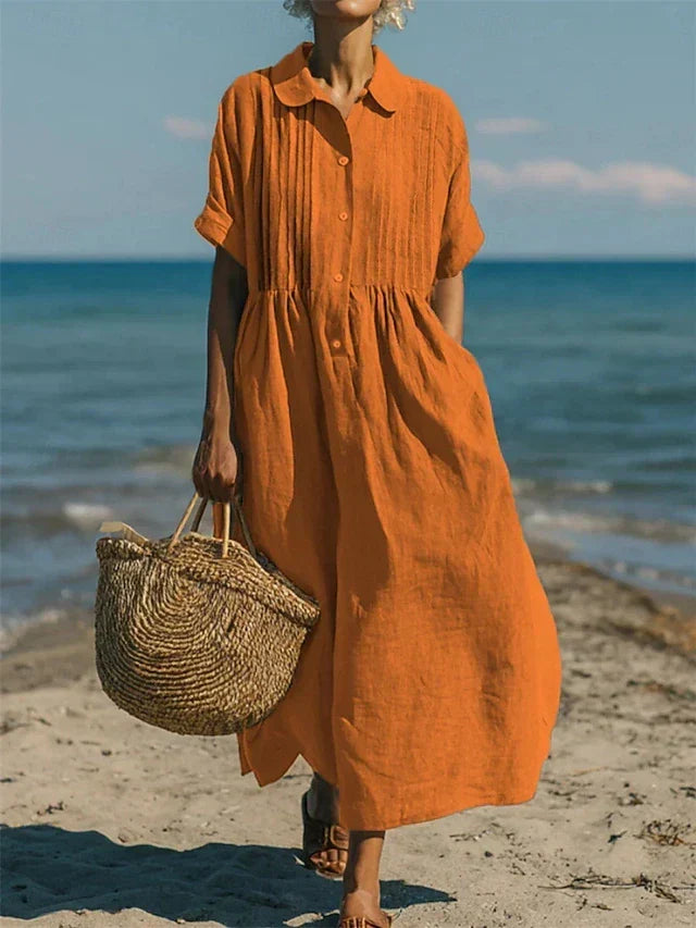 Saskia | Robe chemise pour femmes maxi avec boutons