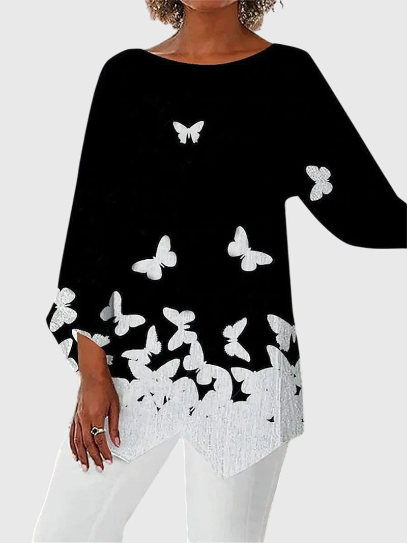 Saskia | Tunique Femme Imprimé Papillon avec Paillettes