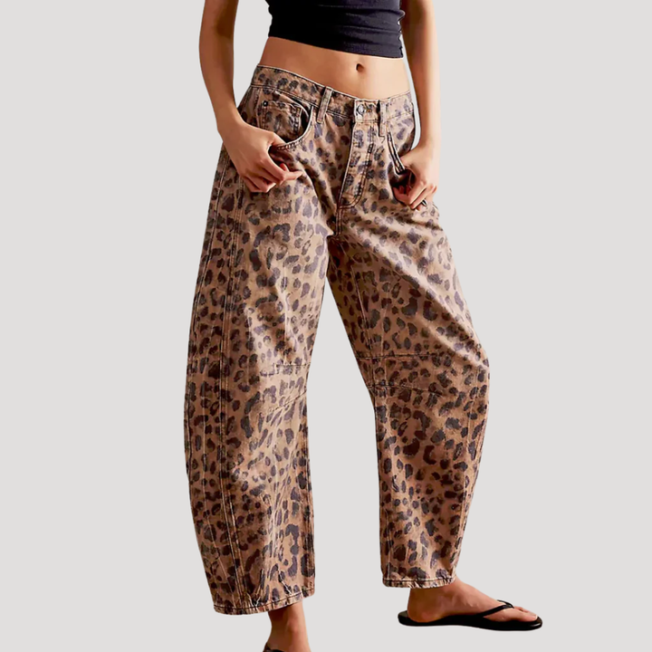 Saskia | Jeans larges pour femmes motif léopard coupe barrel