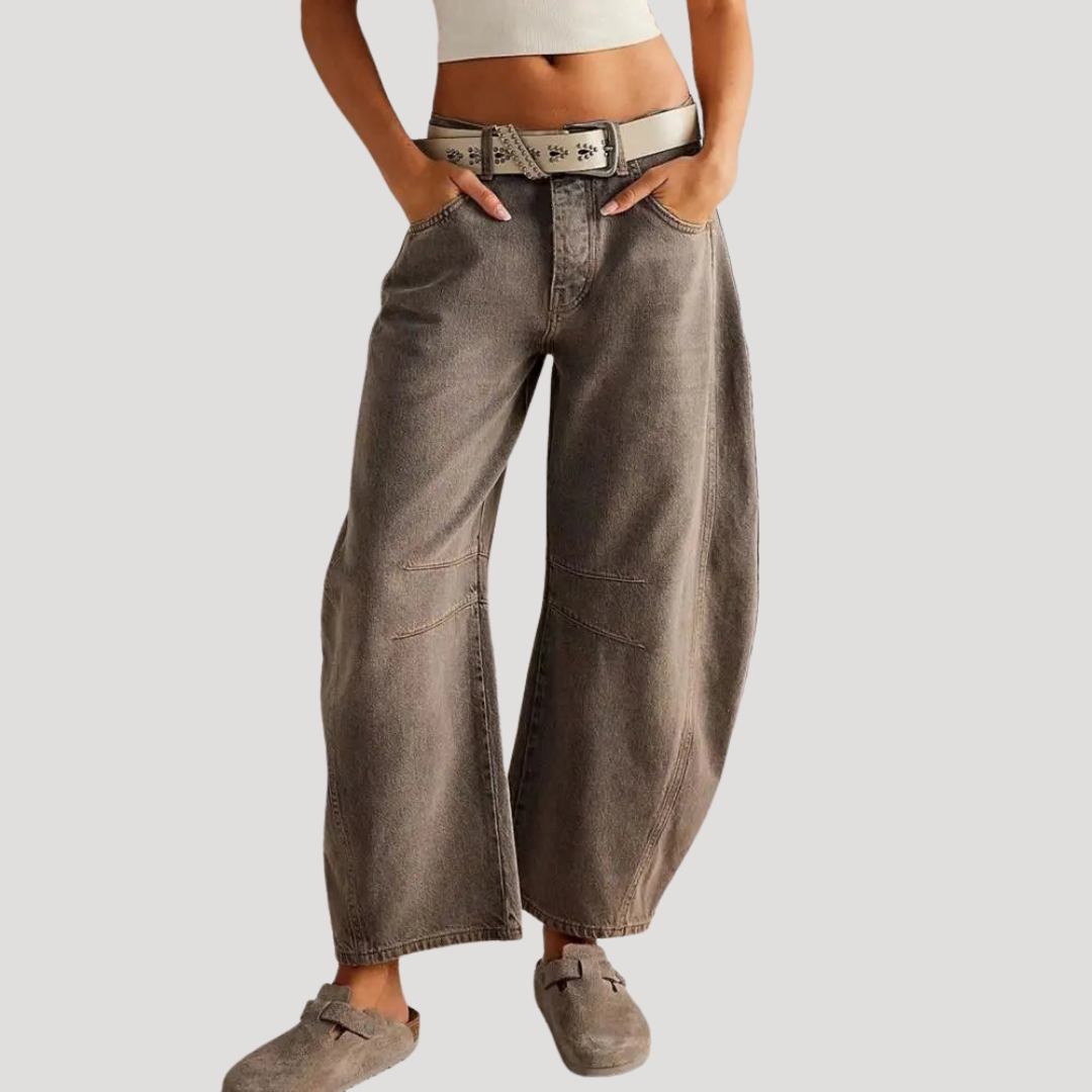 Saskia | Jeans larges pour femmes motif léopard coupe barrel