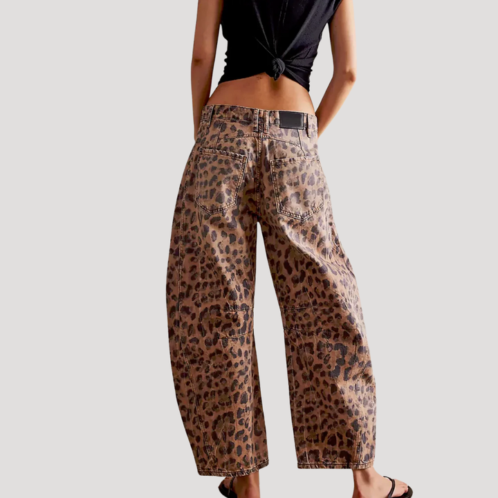 Saskia | Jeans larges pour femmes motif léopard coupe barrel
