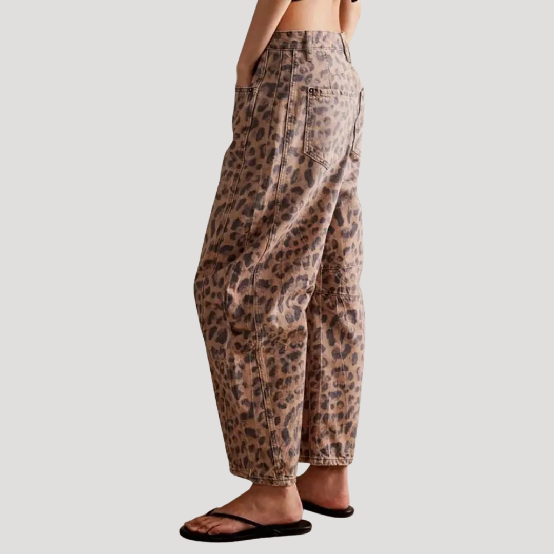 Saskia | Jeans larges pour femmes motif léopard coupe barrel