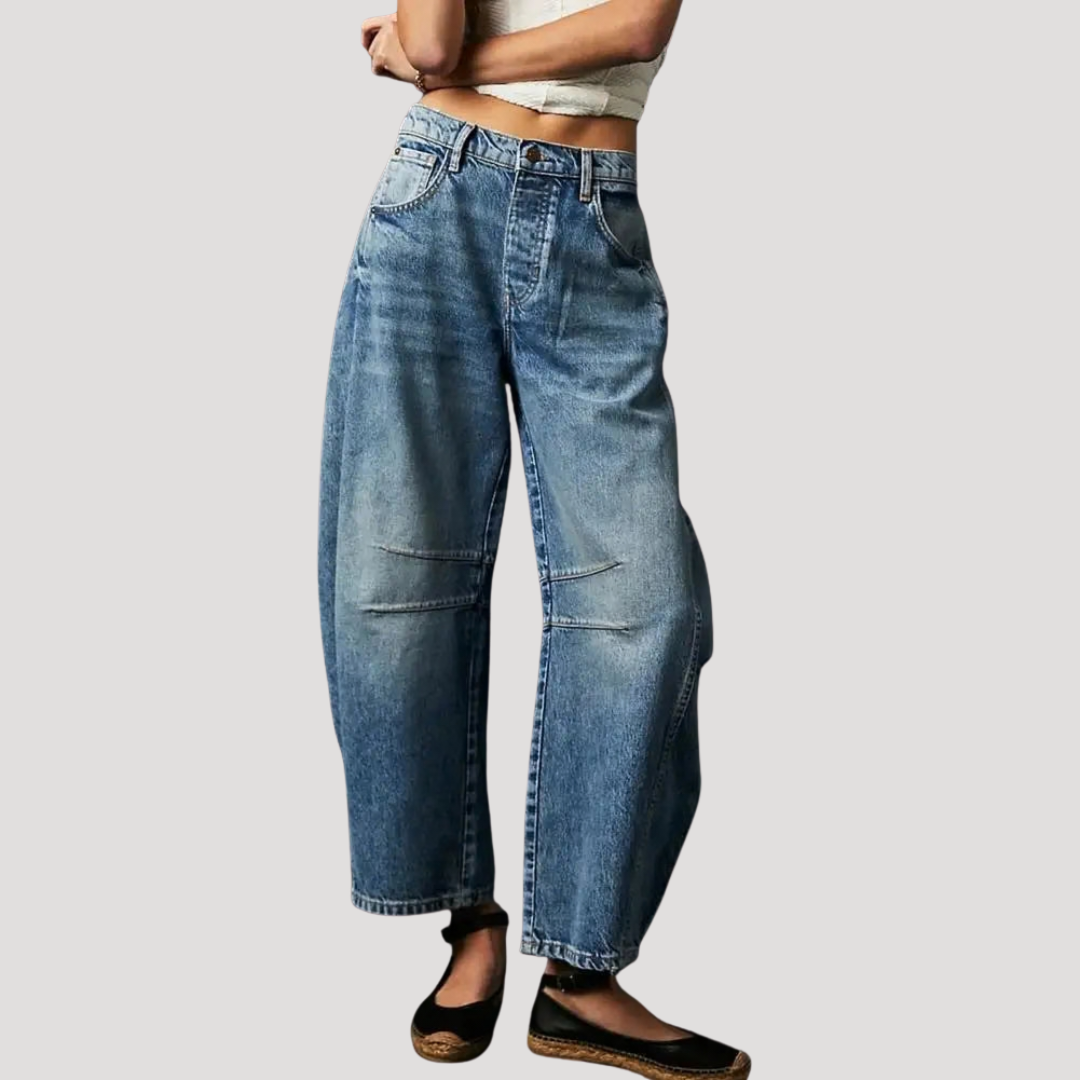 Saskia | Jeans larges pour femmes motif léopard coupe barrel