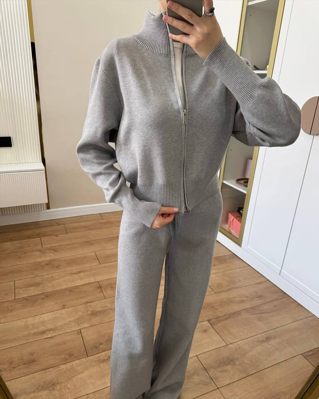 Soria | Ensemble Tricot Femme Veste avec Fermeture Éclair