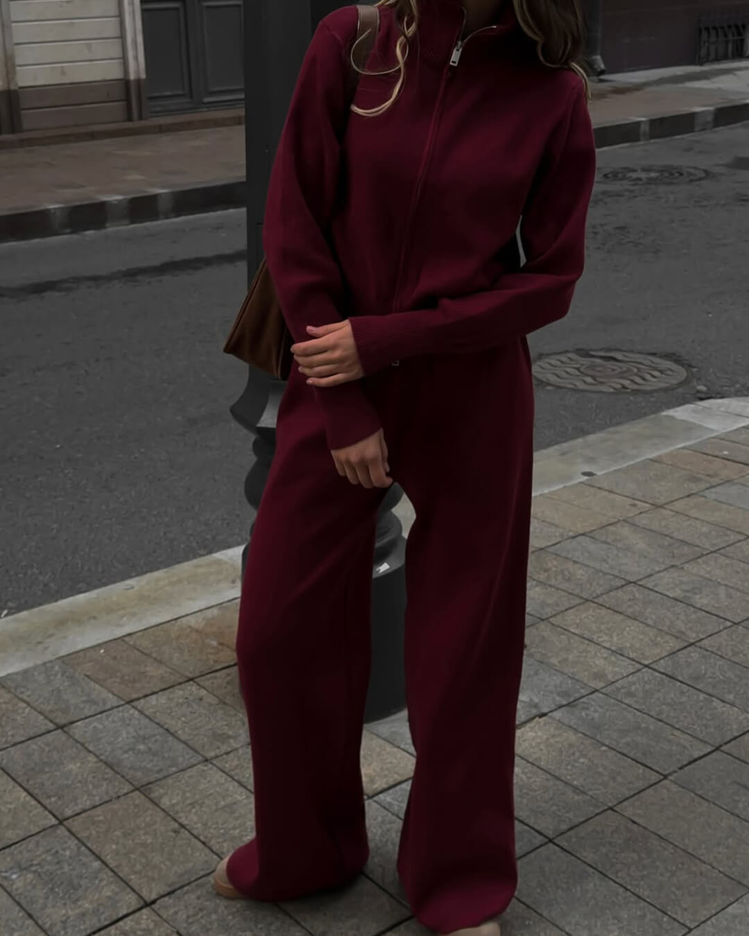 Soria | Ensemble Tricot Femme Veste avec Fermeture Éclair