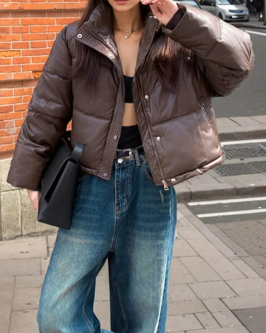Elva | Veste matelassée courte pour femmes coupe ample avec col montant