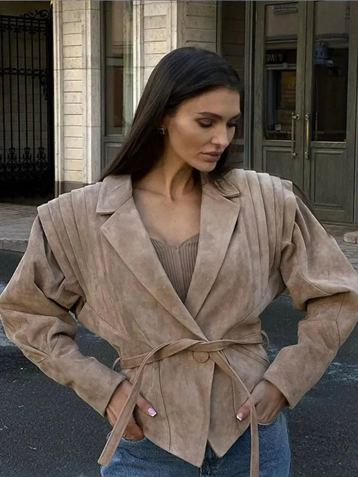 Selena | Veste en Suédine à Col en V pour Femmes