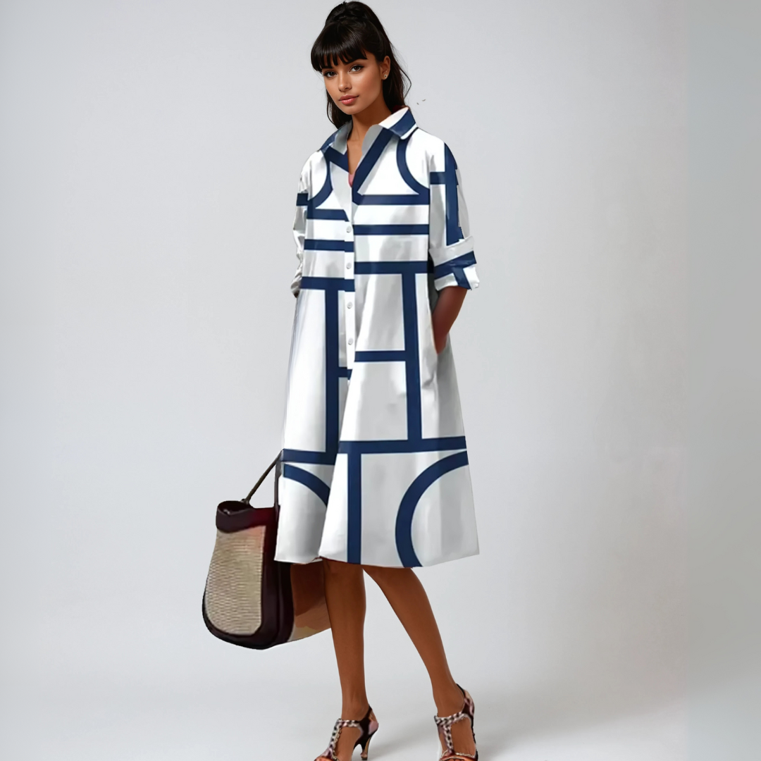 SELENE  | Robe midi à motif géométrique