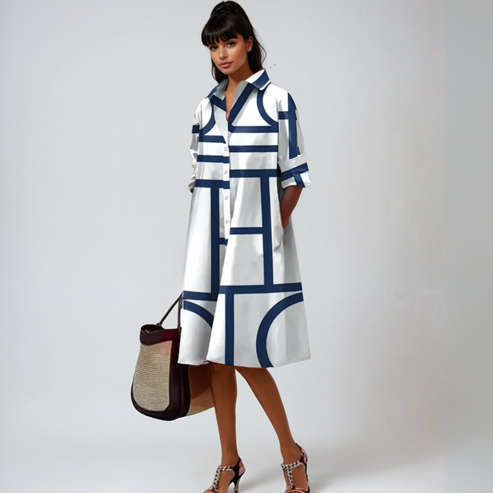 SELENE  | Robe midi à motif géométrique