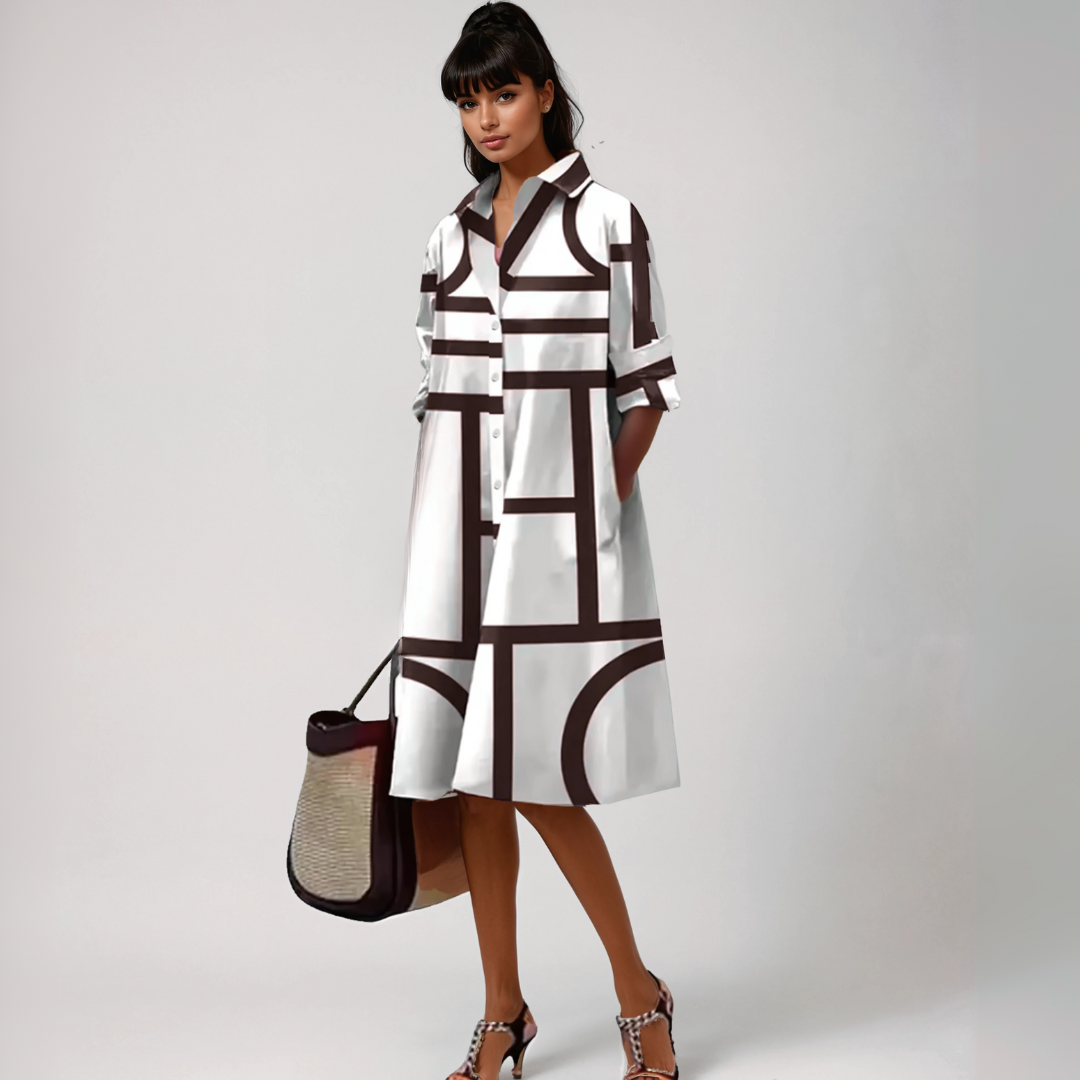 SELENE  | Robe midi à motif géométrique