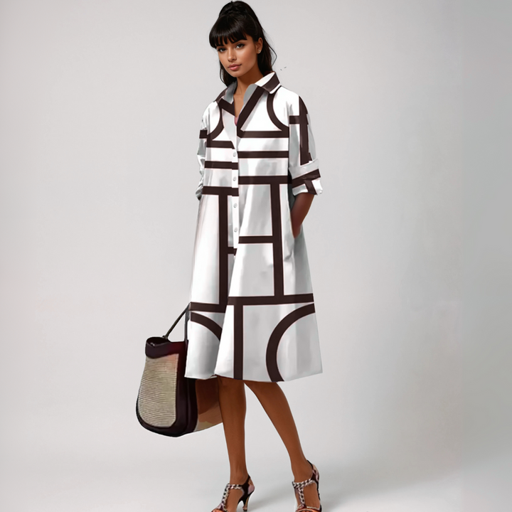 SELENE  | Robe midi à motif géométrique