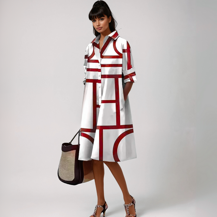 SELENE  | Robe midi à motif géométrique