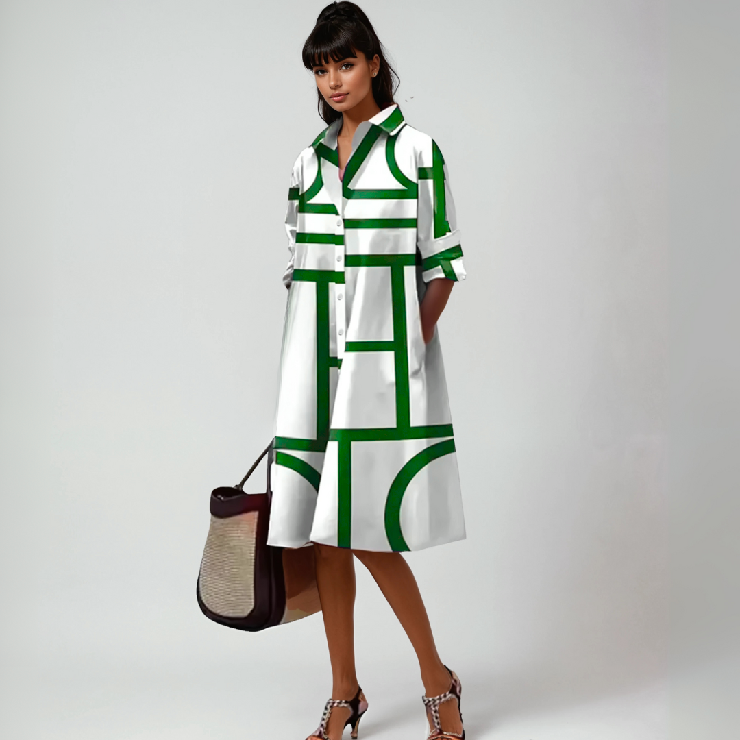 SELENE  | Robe midi à motif géométrique