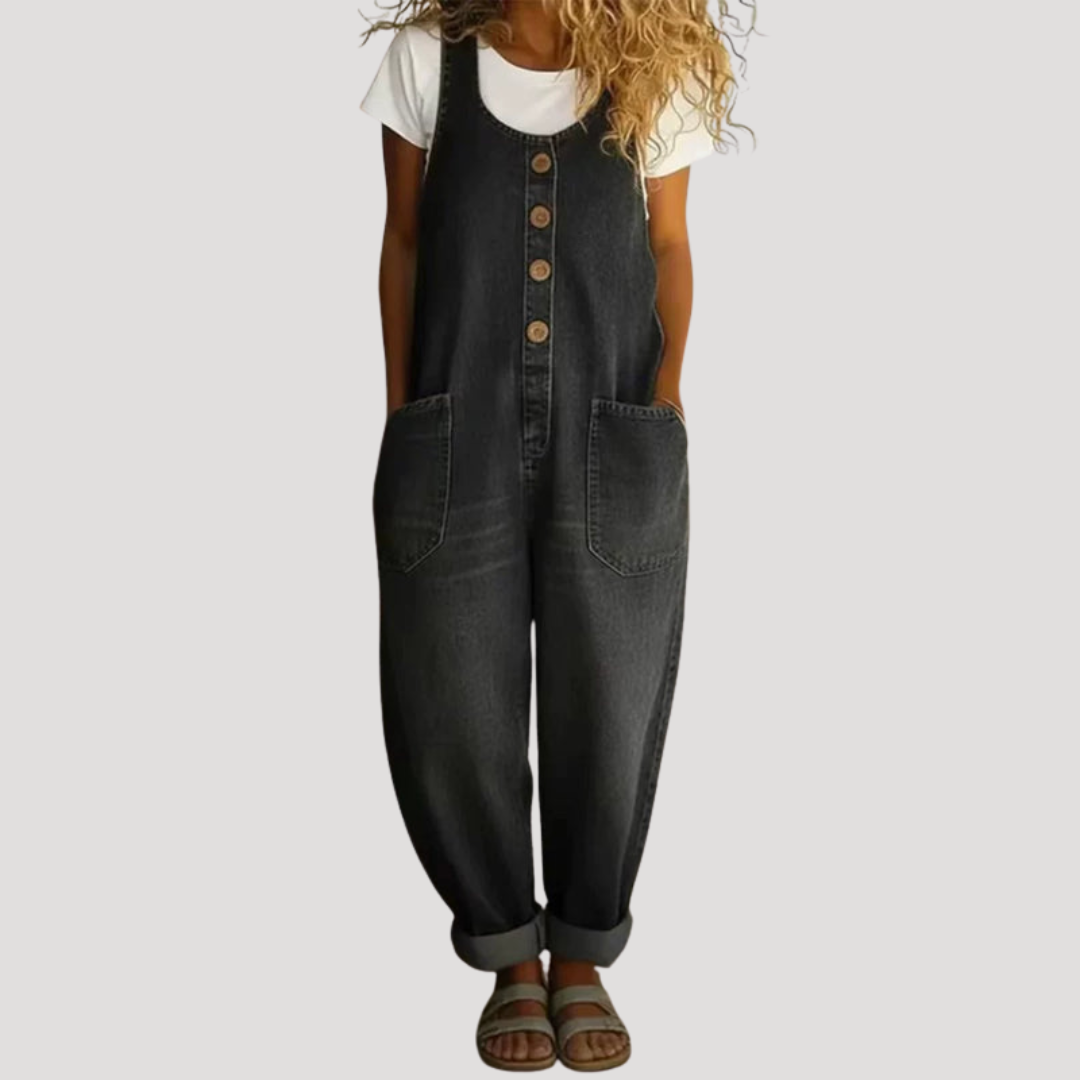 Solvita | Salopette en jean large sans manches pour femmes
