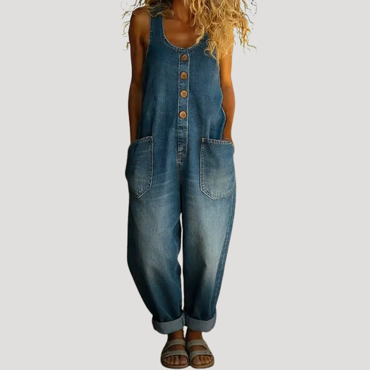 Solvita | Salopette en jean large sans manches pour femmes
