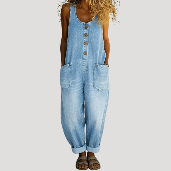 Solvita | Salopette en jean large sans manches pour femmes